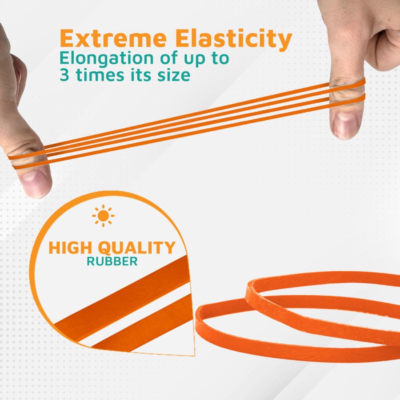 PlasticMill Orange Rubber Bands Size 33 (3 1/2" x 1/8") - #33 Colored Rubber Bands Office Supplies - Strong, Elastic Bands for Crafts, Balloon Garland, Cash, File Folders (1,000-Pack) - Image 3